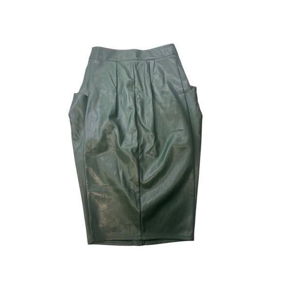 Jeannie Mai X INC Green Faux Leather Button-Front Midi Skirt With Pockets Size 4 - Picture 10 of 10